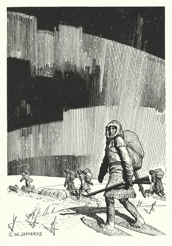 Samuel Hearne auf seiner Reise zum Kupferminenfluss von Charles William (after) Jefferys