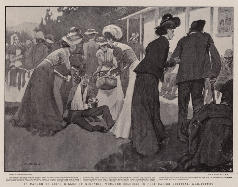 In Gefahr, durch Freundlichkeit getötet zu werden, Verwundete Soldaten im Fort Napier Hospital, Maritzburg von Claude Shepperson