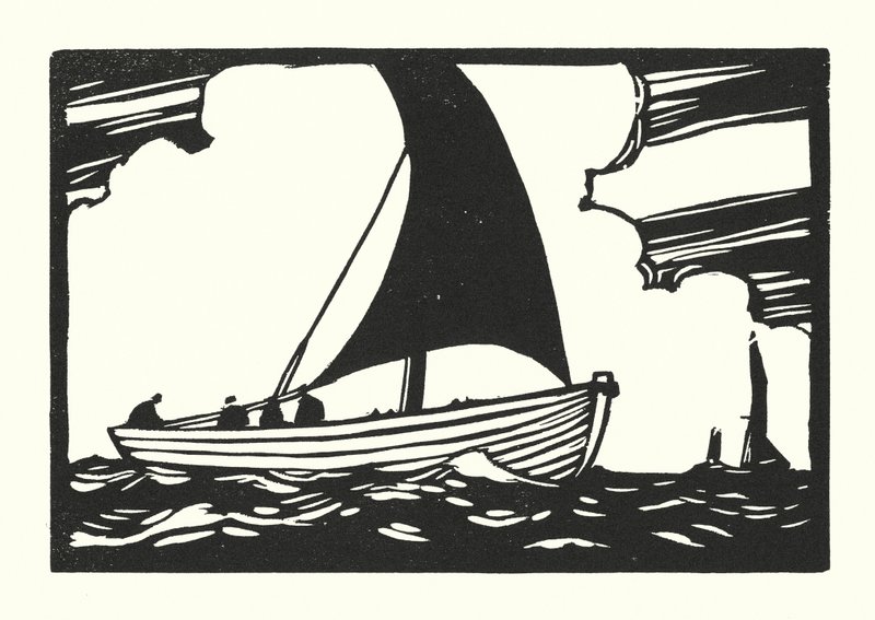 Fischerboote und Lastkähne: Deal Galley Punt (Holzschnitt) von Cyril A. Wilkinson
