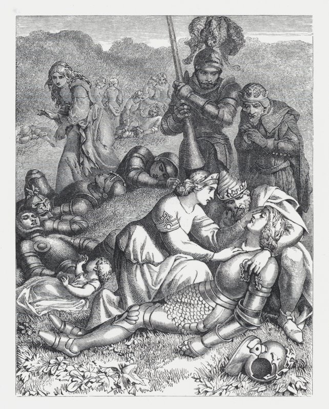 Illustration zu Tennysons Gedicht, Die Prinzessin (Gravur) von Daniel (after) Maclise