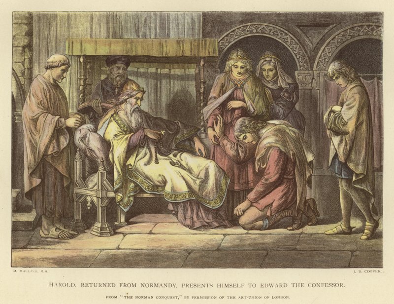 Harold, zurück aus der Normandie, stellt sich Edward dem Bekenner vor von Daniel Maclise