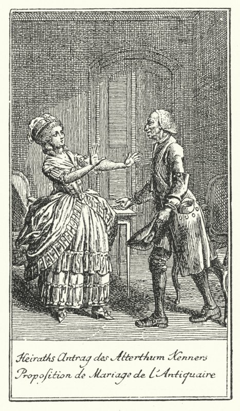 Heiratsantrag des Antiquars (Gravur) von Daniel Nikolaus (after) Chodowiecki