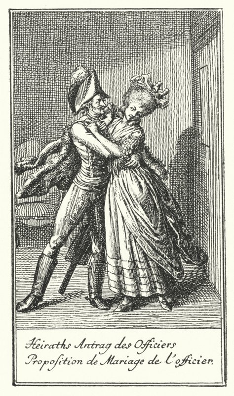 Heiratsantrag des Offiziers von Daniel Nikolaus (after) Chodowiecki