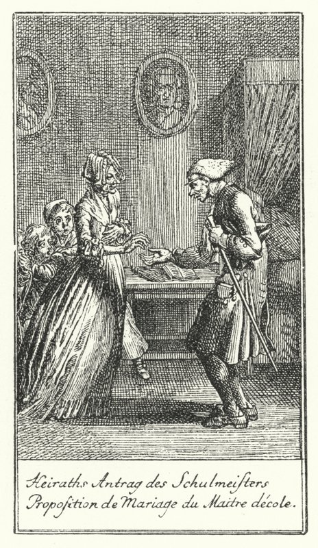 Heiratsantrag des Schulmeisters (Gravur) von Daniel Nikolaus (after) Chodowiecki