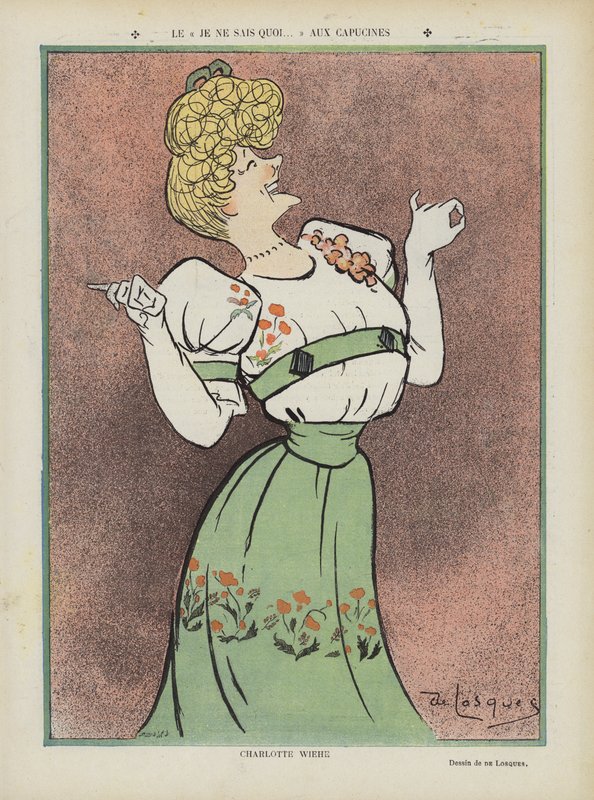 Charlotte Wiehe, dänische Schauspielerin. Illustration für Le Rire von Daniel de Losques