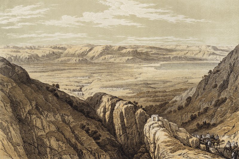 Abstieg ins Jordantal (Farblithografie) von David (after) Roberts