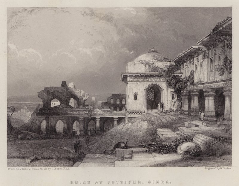 Ruinen in Futtipur, Sikra von David (after) Roberts