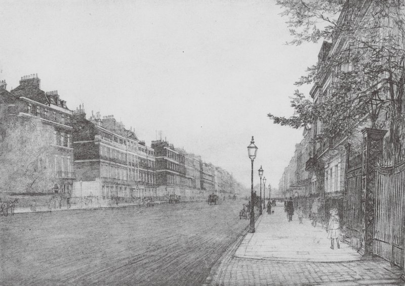 London: Portland Place (Farblithografie) von David Muirhead (after) Bone