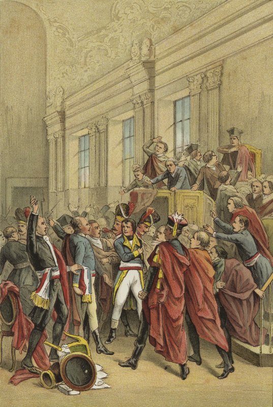 Napoleon vertreibt den Rat der Fünfhundert aus seinen Kammern, Staatsstreich des 18. Brumaire, 1799 von Dutch School
