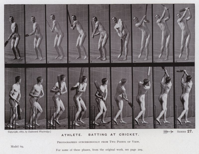 Die menschliche Figur in Bewegung: Athlet, schlagen beim Cricket von Eadweard Muybridge