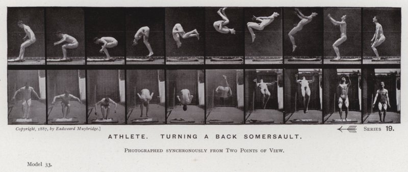 Die menschliche Figur in Bewegung: Athlet, der einen Rückwärtssalto macht von Eadweard Muybridge