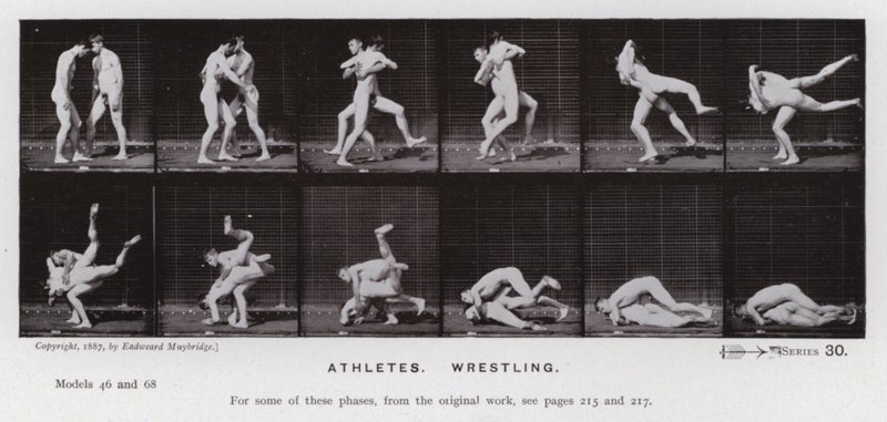 Die menschliche Figur in Bewegung: Athleten, ringend von Eadweard Muybridge