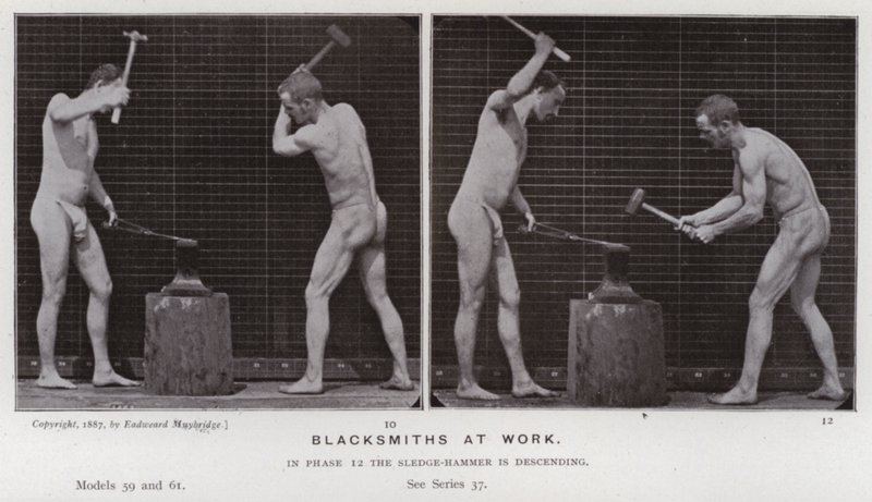 Die menschliche Figur in Bewegung: Schmiede bei der Arbeit von Eadweard Muybridge
