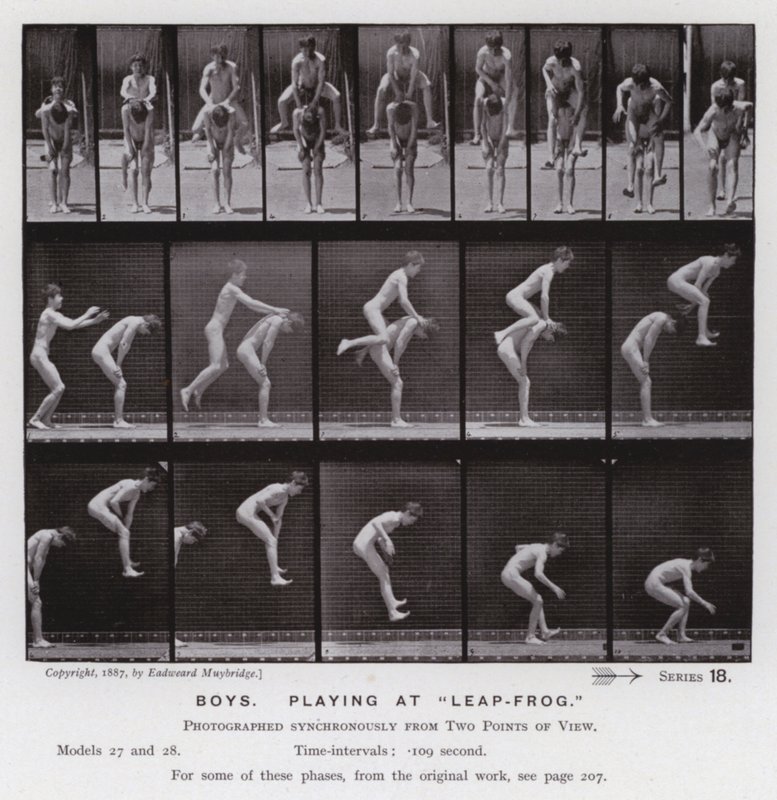 Die menschliche Figur in Bewegung: Jungen, Spielen "Bockspringen" von Eadweard Muybridge