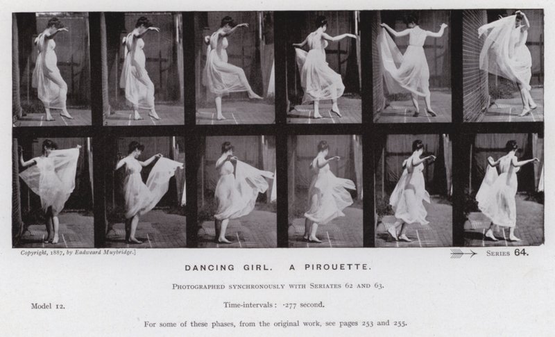 Die menschliche Figur in Bewegung: Tänzerin, eine Pirouette von Eadweard Muybridge