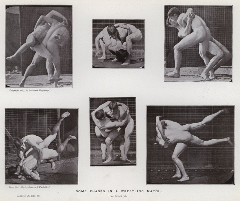 Die menschliche Figur in Bewegung: Einige Phasen eines Ringkampfs von Eadweard Muybridge