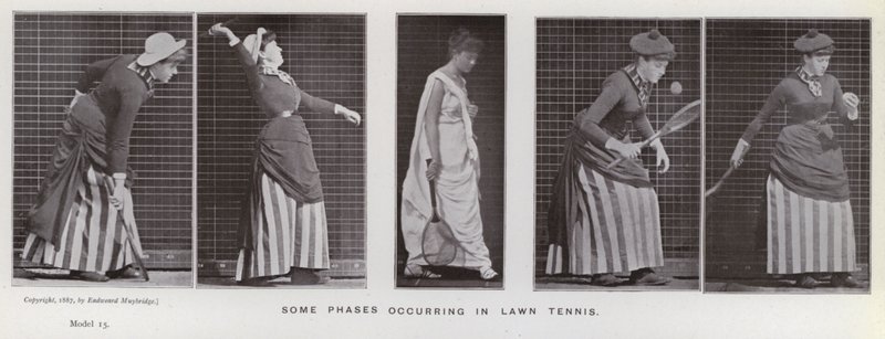 Die menschliche Figur in Bewegung: Einige Phasen beim Rasentennis von Eadweard Muybridge