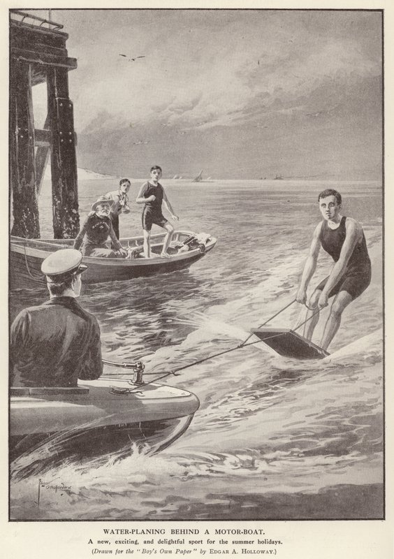 Wasserski hinter einem Motorboot von Edgar Alfred (after) Holloway