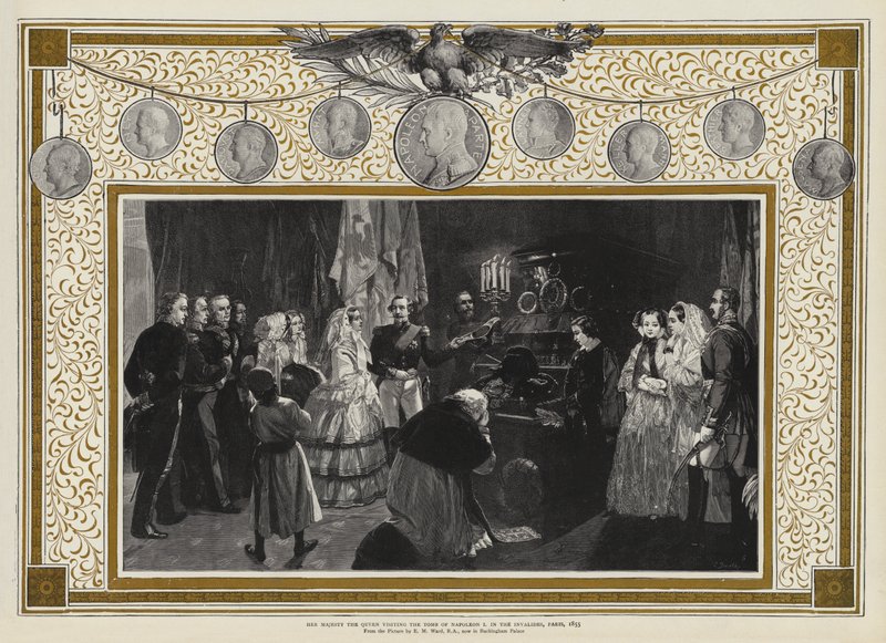 Ihre Majestät die Königin besucht das Grab von Napoleon I. in den Invalides, Paris, 1855 von Edgar Melville Ward
