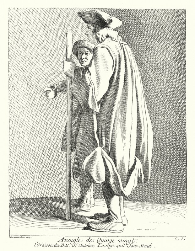 Blinder Mann aus dem Quinze-Vingts Hospital (Gravur) von Edmé (after) Bouchardon