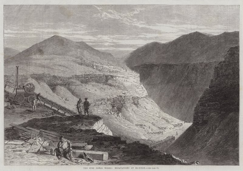Die Arbeiten am Suezkanal, Ausgrabungen bei El-Girsh von Edmund Morison Wimperis