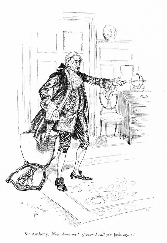 Illustration für Sheridans Die Rivalen von Edmund Joseph (after) Sullivan