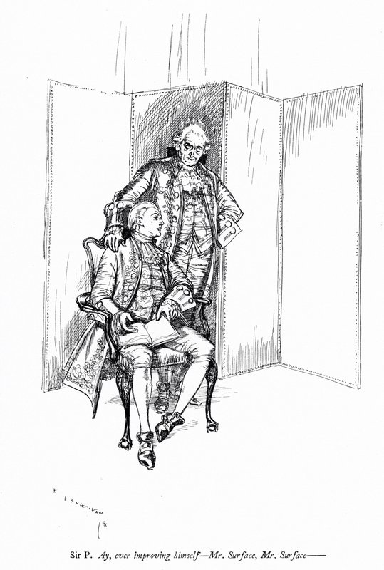 Illustration für Sheridans Die Schule des Skandals (Stich) von Edmund Joseph (after) Sullivan
