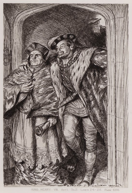 Die berühmte Geschichte des Lebens von König Heinrich VIII., Akt I, Szene 2 von Edmund Joseph Sullivan