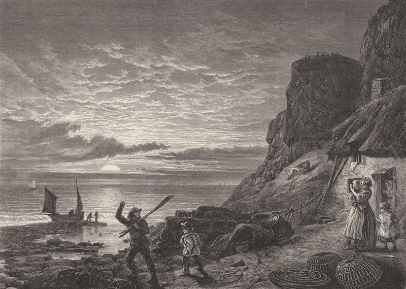 Fischer Vater und Sohn verabschieden sich von ihrer Familie von Edmund Morison (after) Wimperis