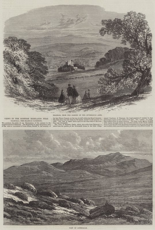 Ansichten der schottischen Highlands in der Nähe von Balmoral, das Braemar-Treffen von Edmund Morison Wimperis