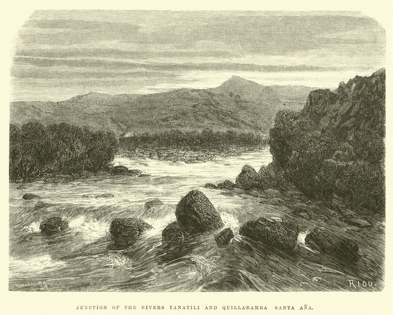 Zusammenfluss der Flüsse Yanatili und Quillabamba Santa Ana von Edouard Riou