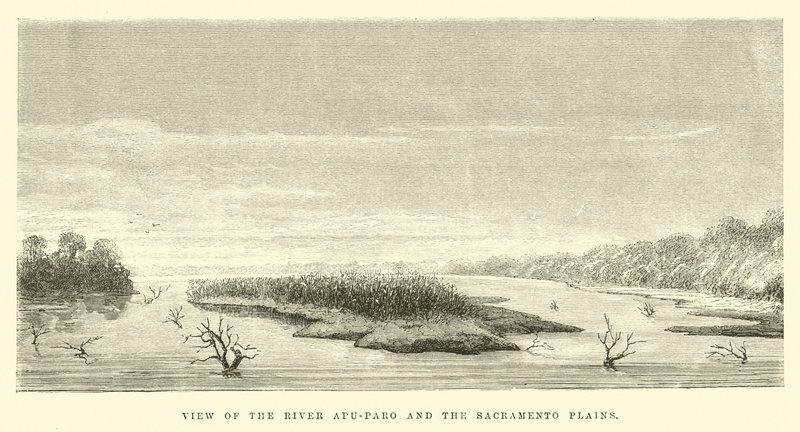Blick auf den Fluss Apu-Paro und die Sacramento-Ebenen von Edouard Riou