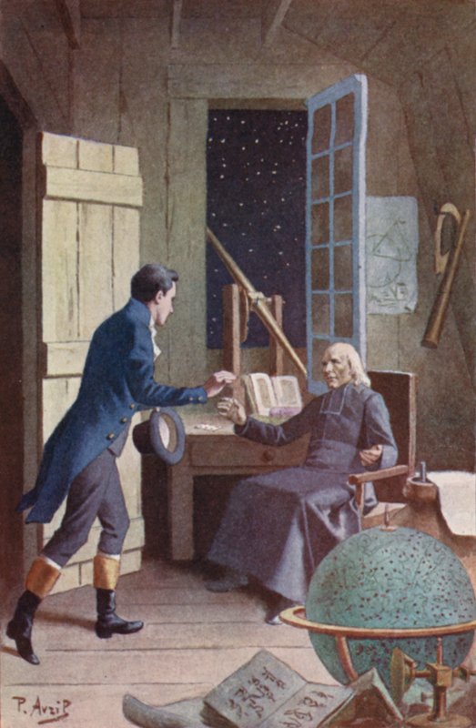 Er drehte sich in seinem Stuhl um und streckte unserem Helden die Arme entgegen (Farblithografie) von Edouard Henri Avril