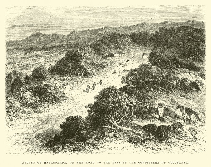 Aufstieg von Habaspampa, auf dem Weg zum Pass in der Cordillera von Occobamba von Edouard Riou