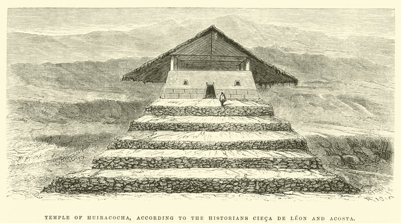 Tempel von Huiracocha, nach den Historikern Cieca de Leon und Acosta von Edouard Riou