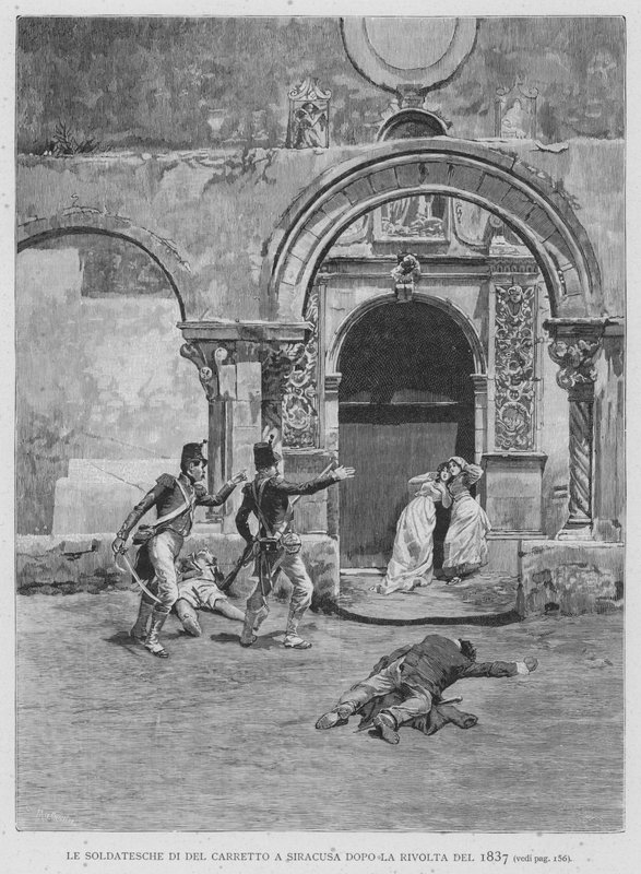Die Soldaten von Del Carretto in Syrakus nach dem Aufstand von 1837 von Edouardo Matania