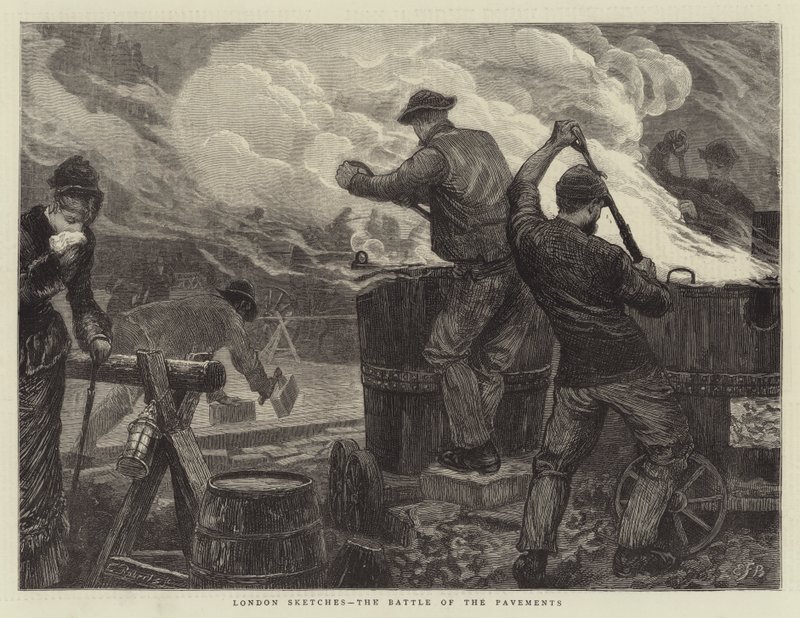 Londoner Skizzen, die Schlacht der Gehwege von Edward Frederick Brewtnall