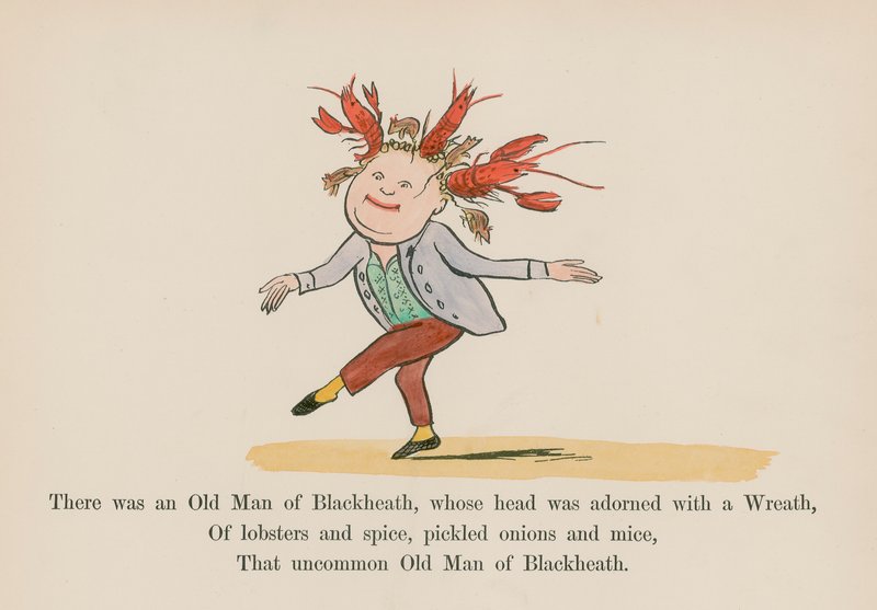 Es war ein alter Mann aus Blackheath, dessen Kopf mit einem Kranz geschmückt war von Edward (after) Lear