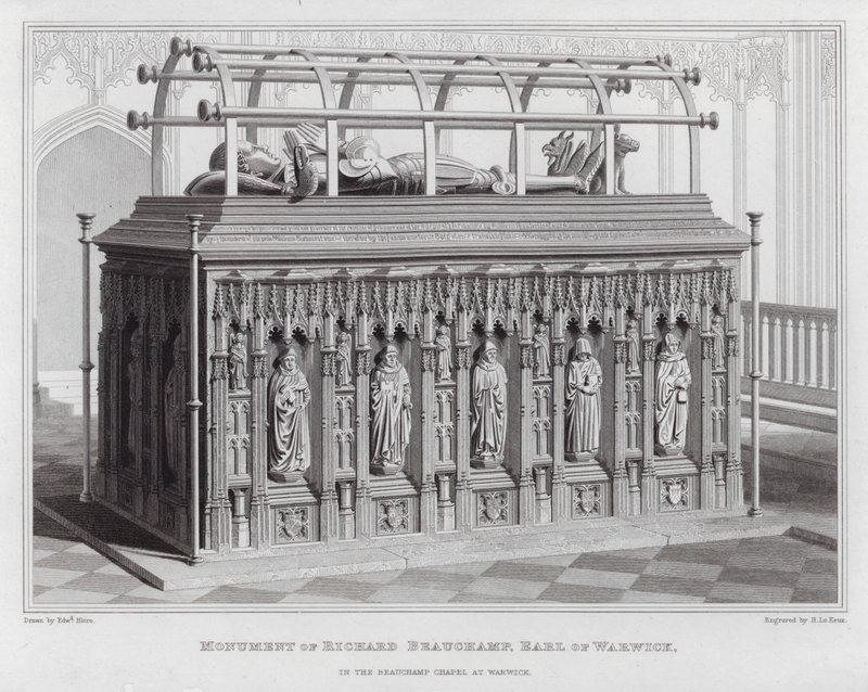 Denkmal von Richard Beauchamp, Earl of Warwick, in der Beauchamp-Kapelle in Warwick (Gravur) von Edward Blore