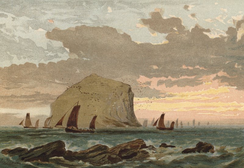 Sonnenaufgang, Fischerflotte vor dem Bass Rock von Edward Duncan