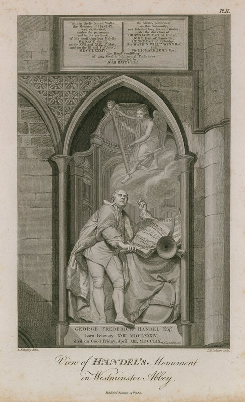 Ansicht des Händel-Denkmals in der Westminster Abbey von Edward Francis Burney