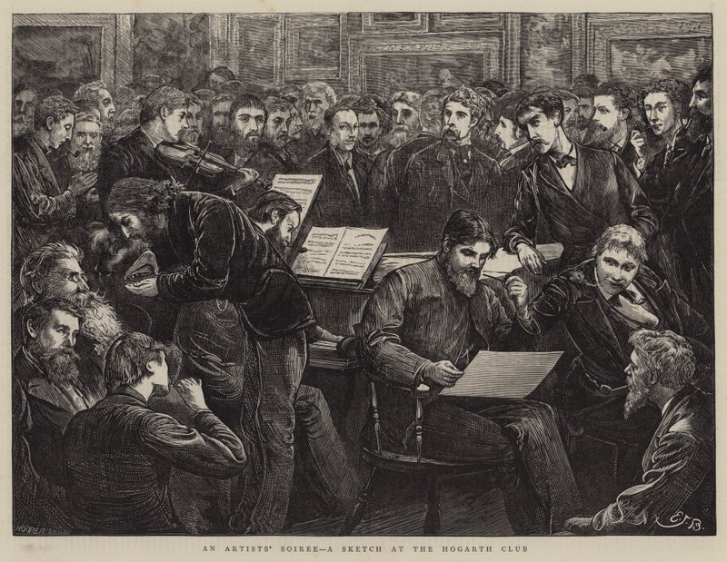 Ein Künstlerabend, eine Skizze im Hogarth Club von Edward Frederick Brewtnall