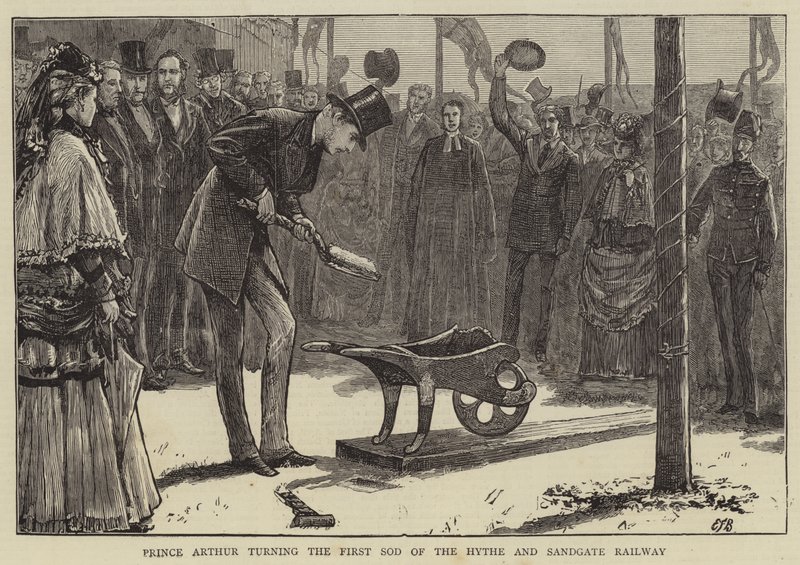 Prinz Arthur legt den ersten Spatenstich der Hythe und Sandgate Railway von Edward Frederick Brewtnall