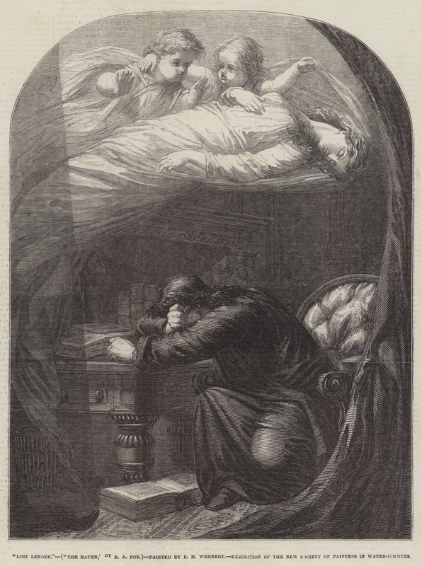 Die verlorene Lenore, Der Rabe, von E. A. Poe von Edward Henry Wehnert