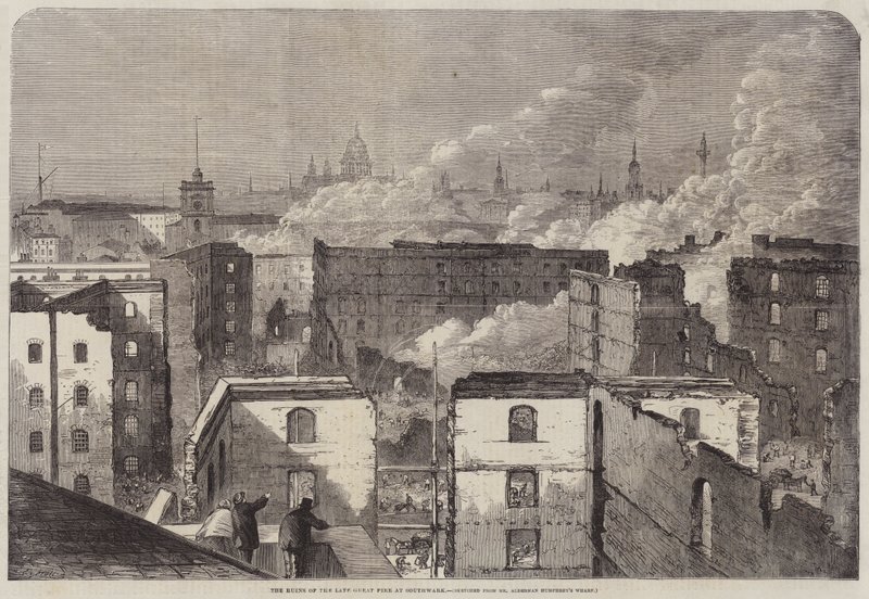 Die Ruinen des großen Feuers in Southwark von Edward Hull