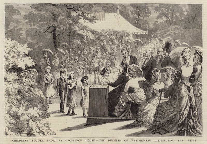 Kinderblumenschau im Grosvenor House, die Herzogin von Westminster verteilt die Preise von Edward Killingworth Johnson