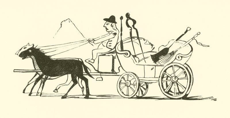 Der Besen, die Schaufel, der Schürhaken und die Zange (Gravur) von Edward Lear