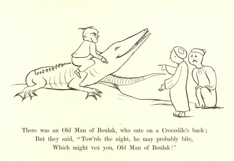 Es war ein alter Mann aus Boulak, der auf dem Rücken eines Krokodils saß von Edward Lear