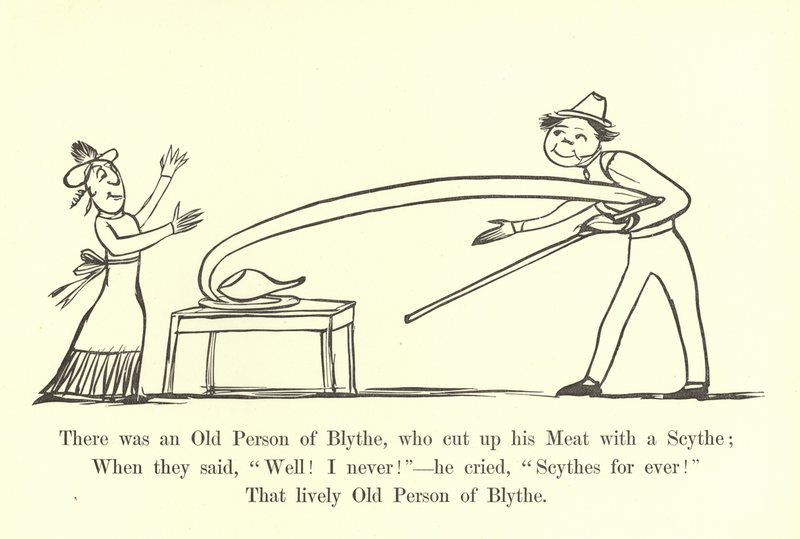 Es war ein alter Mann aus Blythe, der sein Fleisch mit einer Sense schnitt von Edward Lear