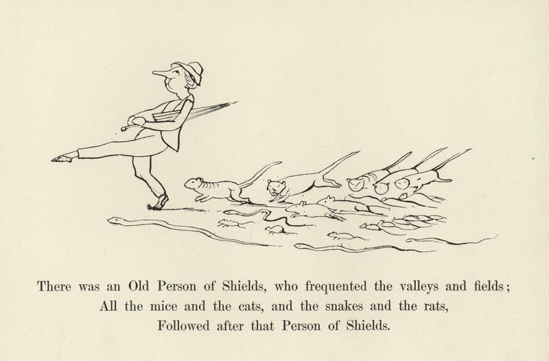 Es war eine alte Person von Shields, die die Täler und Felder besuchte von Edward Lear